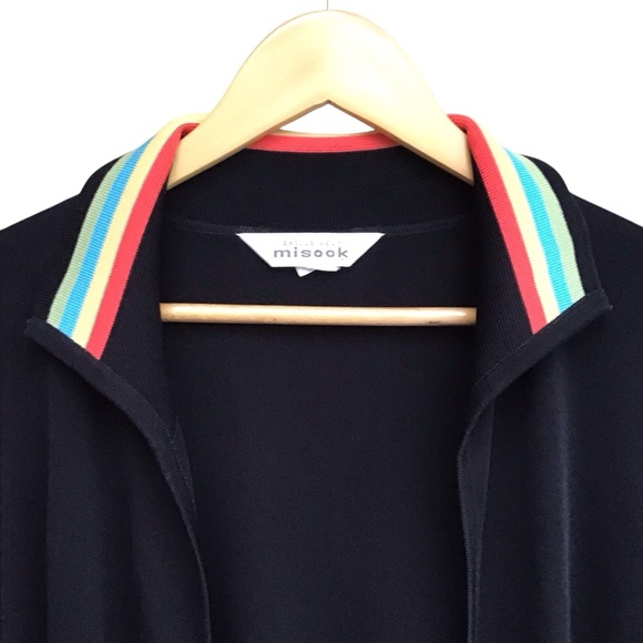 Misook Black Open Front Cardigan With Colorful Accents Size L - Picture 11 of 11